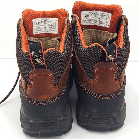 Danner 8.5 brown black rust orange steel toe lace up work boots - Picture 3 of 7